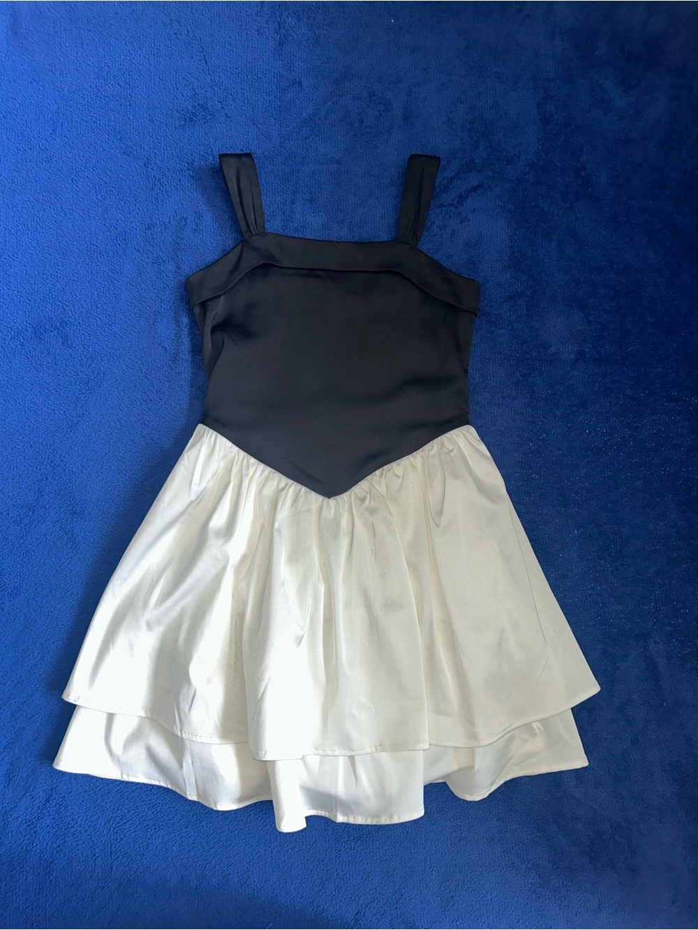 Abercrombie Kids Black & White Tank Top Party Satin Dress Size 7/8 Fit & Flare